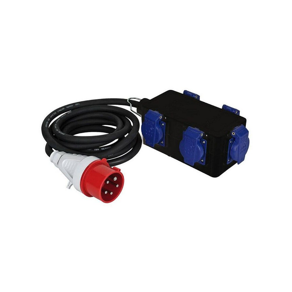 CEE 16A UV (mit Anschlusskabel) auf 5x 16A Schuko – Produktbild | SLT Rental