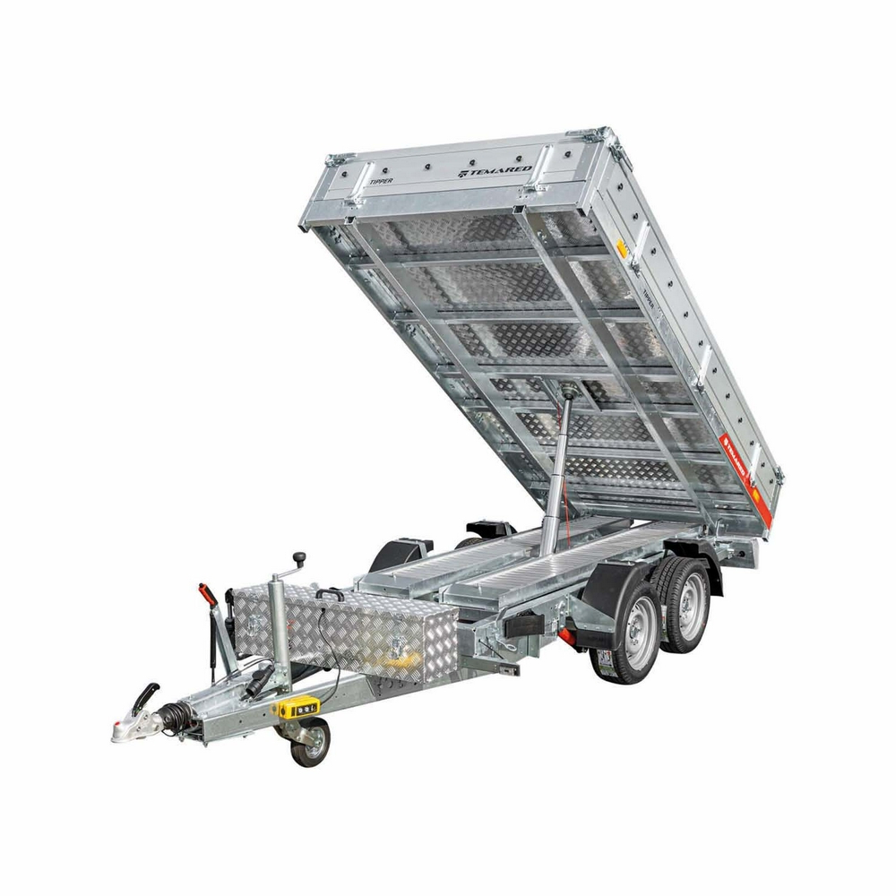 1500 kg Rückwärtskippanhänger & Laubgitter – Produktbild | SLT Rental