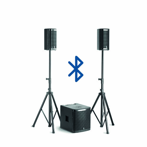 2.1 Soundsystem 1400W RMS – mit eingebautem Mischpult – bis zu 75 Personen – Produktbild | SLT Rental